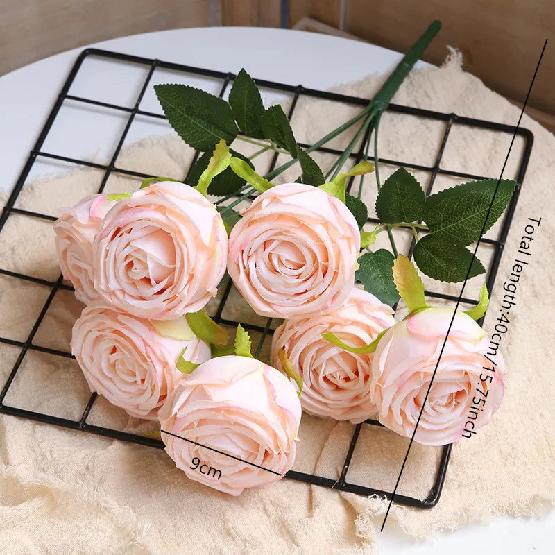 Hot 7/10 Heads Rose Bridal Bouquet Artificial Flower DIY Wedding Floral Arrangement Accessories Christmas Home Decor Photo Props