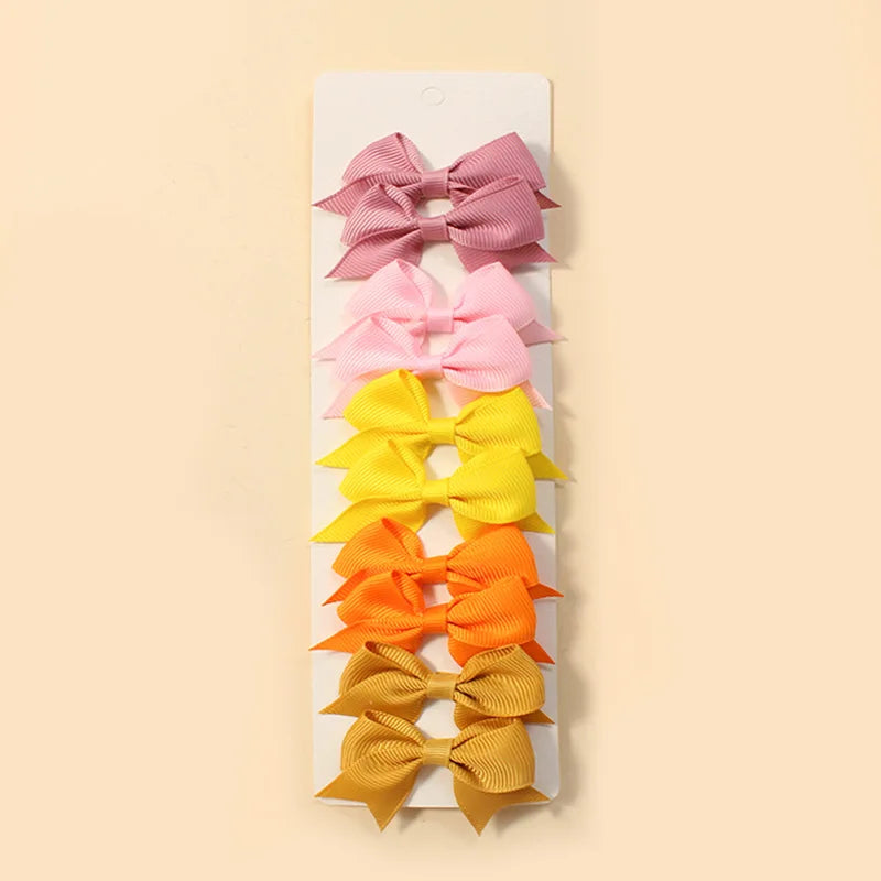10Pcs/Set New Cute Solid Ribbon Bowknot Hair Clips for Baby Girls Handmade Bows Hairpin Barrettes Headwear Baby Hair Accessories