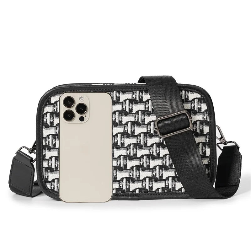 Fashion Men's Crossbody Bag Brand Designer Jacquard Canvas Crossbody Shoulder Bags For Men Small Square Shoulder Messenger Bag