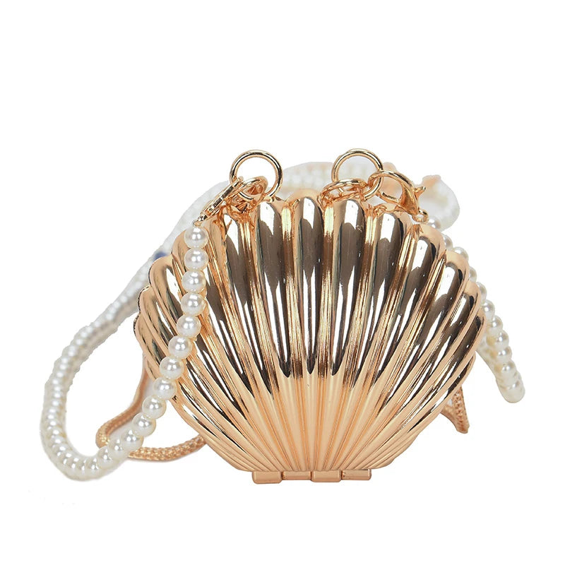 Mini Metal Shoulder Bags for Women Pearl Chain Crossbody Bag Designer Clothing Accessories Satchel Female Decorative Box Handbag