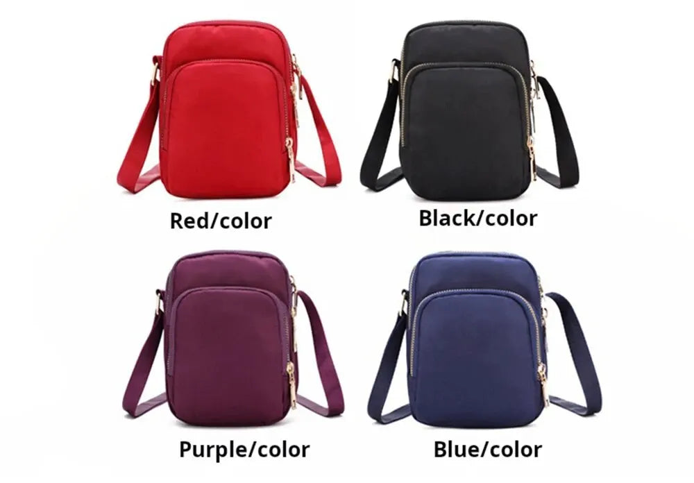 Women Bag Waterproof Shoulder Bag Crossbody Zipper Mobile Phone Lady Female Multifunction Handbag Wrist Purse Womens Pouch