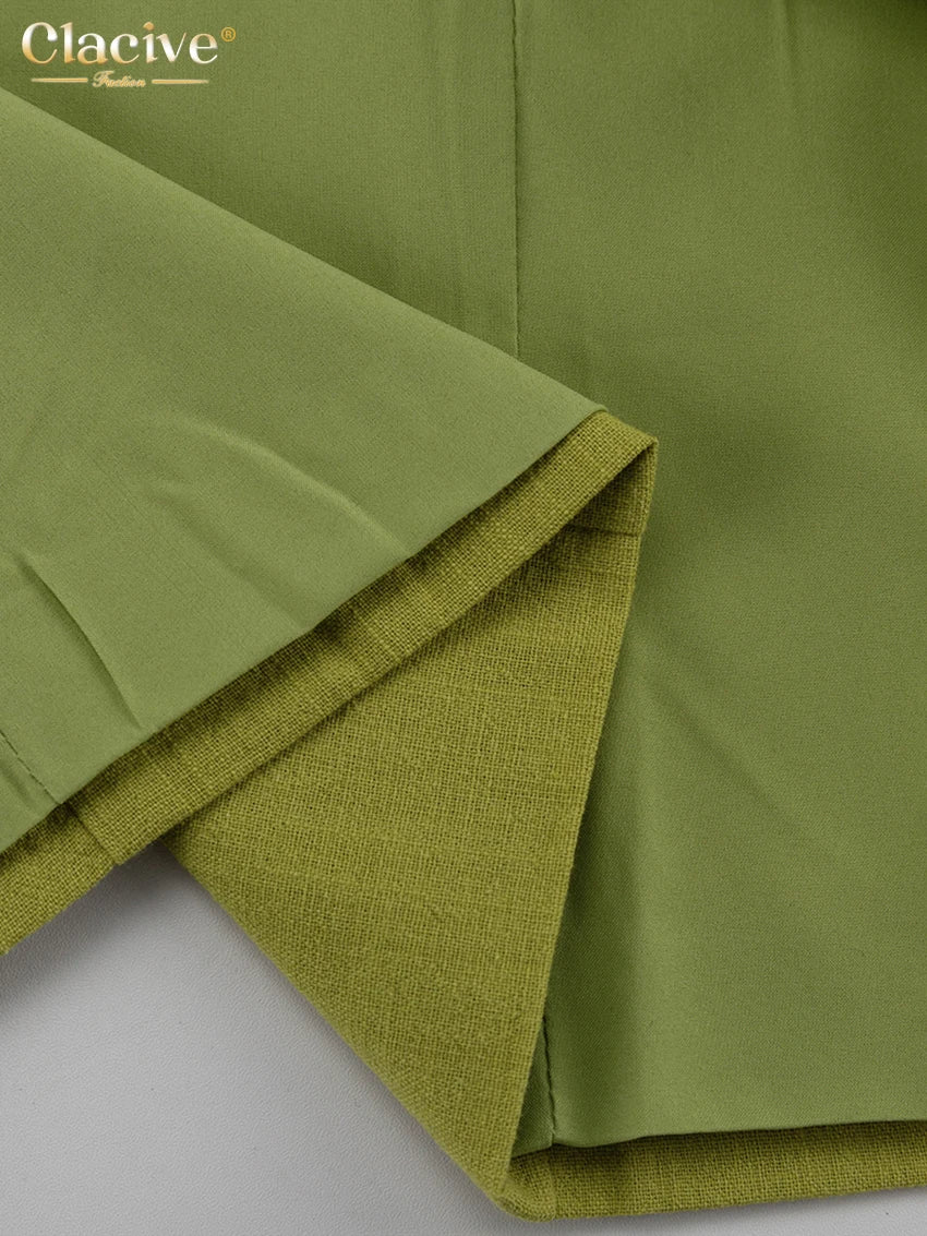 Clacive Sexy Slim Green Cotton 2 Piece Sets Women Outfit Summer Sleeveless Tank Top With Mid Waist Long Skirts Set Female