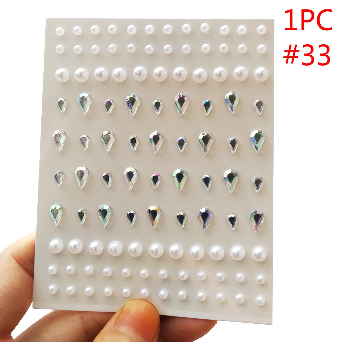 3D Eyes Face Makeup Temporary Tattoo Self Adhesive Beauty White Pearl Jewels Stickers Festival Body Art Decorations Nail Diamond