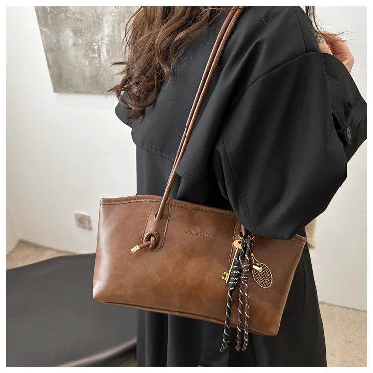 PU Leather Shoulder Bag for Women Y2K Trend 2025 Fashion Girls Handbags Large Capacity Female Crossbody Bag Retro Tote Bag