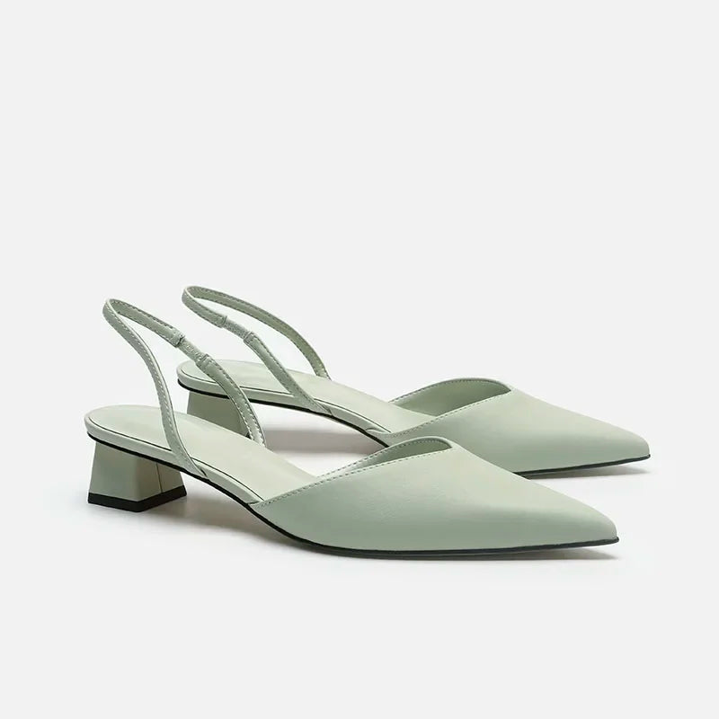 Summer 2025 New Women Black Baotou Fashion Sandals Woman Heels Pumps Silk Sexy Pointed Sandalias Female Low Heels Shoes
