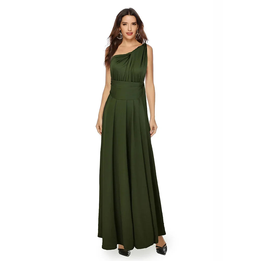 Formal Dress Women Elegant Evening Long Deep V Halter Dress Convertible Multi Way Wrap Maxi Grecian Dresses Wedding Party Dress