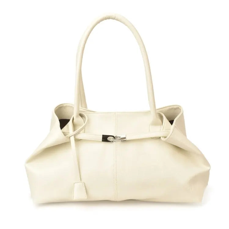 2026 New Large Capacity Soft Leather Pleated Women's Handbag Retro Commuter Tote Bag Quality Single Shoulder Slant Bag