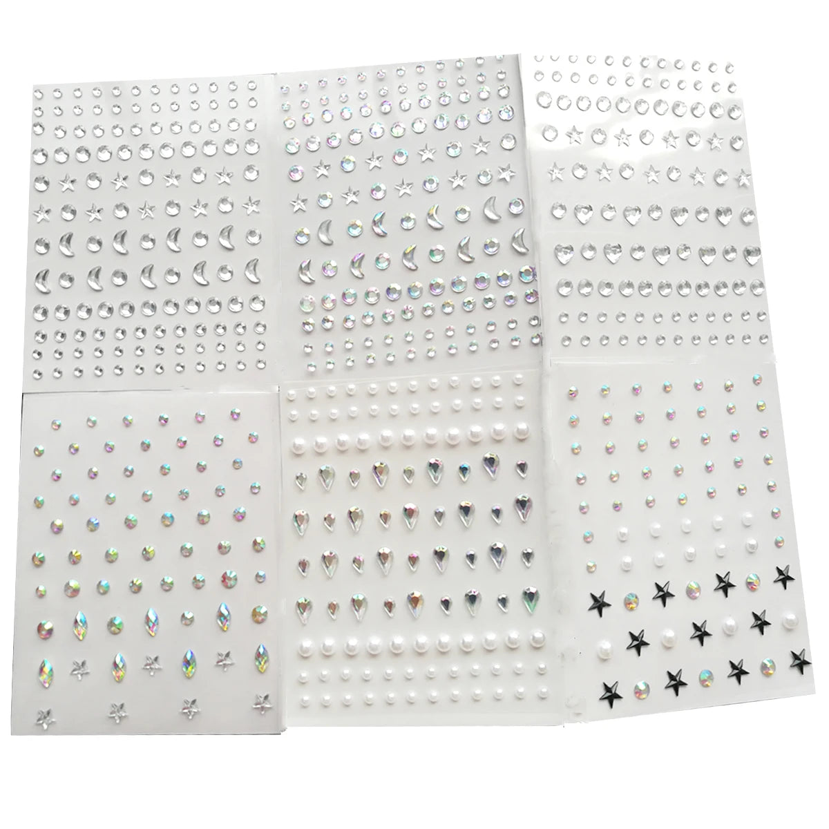 3D Eyes Face Makeup Temporary Tattoo Self Adhesive Beauty White Pearl Jewels Stickers Festival Body Art Decorations Nail Diamond
