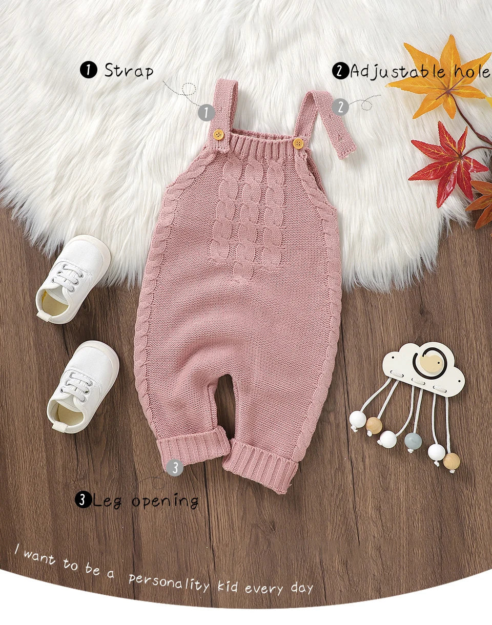 Baby Girls Rompers Knitted Casual Sleeveless Newborn Infant Boys Solid Jumpsuits Playsuits 0-18m Toddler Unisex Outfits Clothes