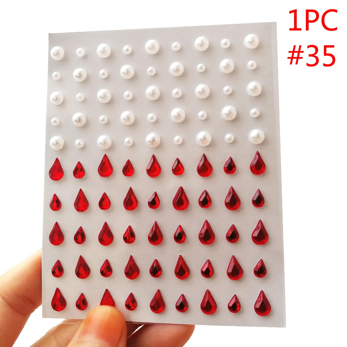 3D Eyes Face Makeup Temporary Tattoo Self Adhesive Beauty White Pearl Jewels Stickers Festival Body Art Decorations Nail Diamond