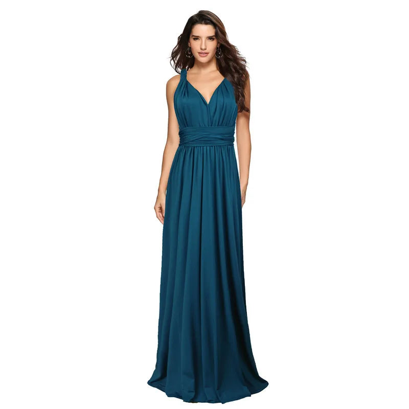 Formal Dress Women Elegant Evening Long Deep V Halter Dress Convertible Multi Way Wrap Maxi Grecian Dresses Wedding Party Dress