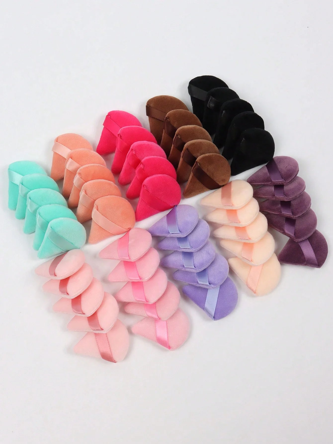 10Pcs Mini Triangle Shape Velvet Powder Puffs, Soft Makeup Blender Sponges for Face Contouring, Eyes & Corners