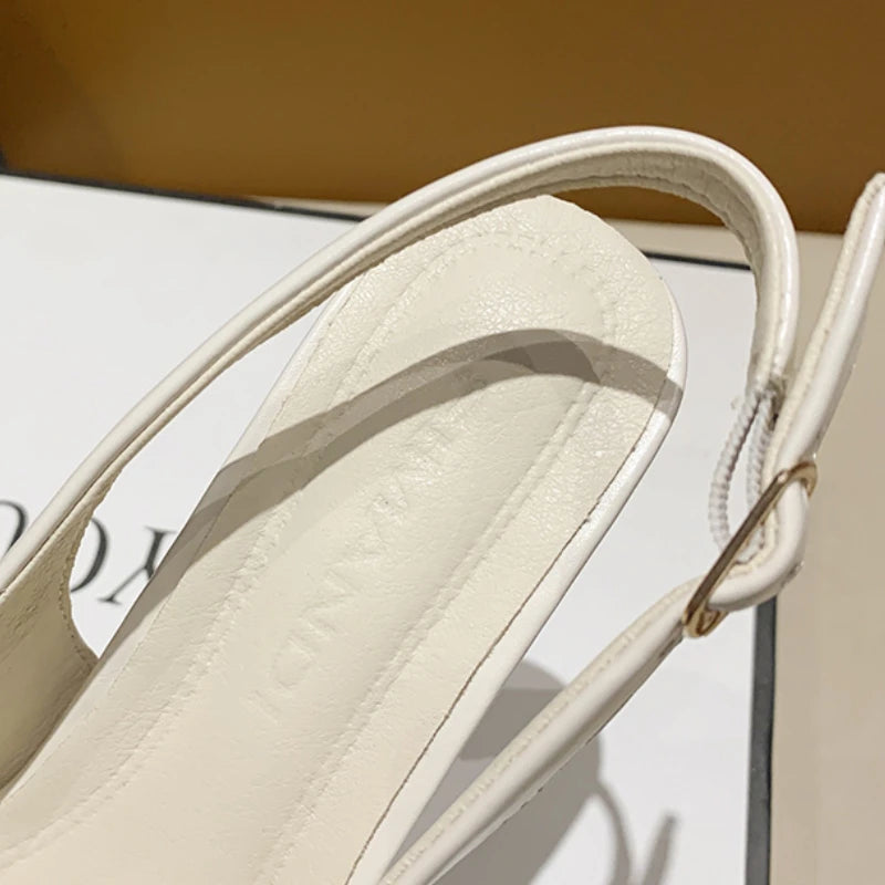 Summer Women Sandals Elegant Versatile Women High Heels Party Wedding Fashion Point-toe Ladies Causal Dresses Shoes Metal Chain