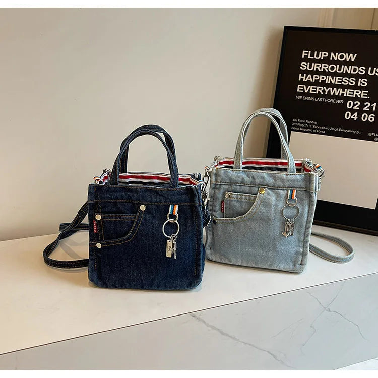 Ladies' Crossbody Bags Creative Retro Washed Denim Personalized Fashionable Verstaile Handbags High-quality Shoulder Bags Girl