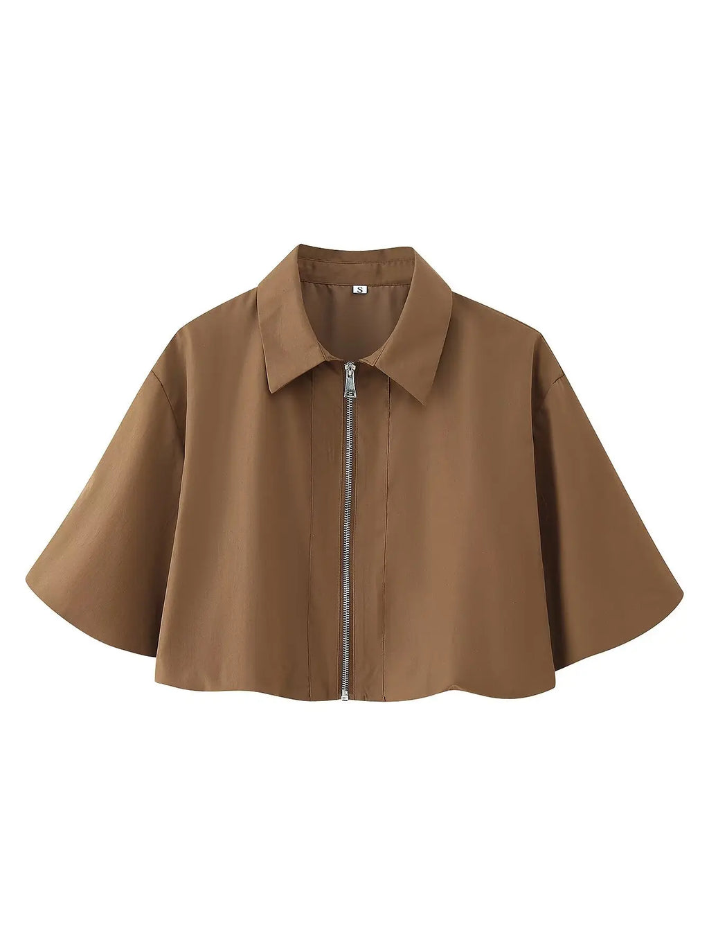 Women's Autumn New Short Zipper Jacket Short Sleeved Top High Waisted Pleated Lantern Flower Bud Half Skirt Set