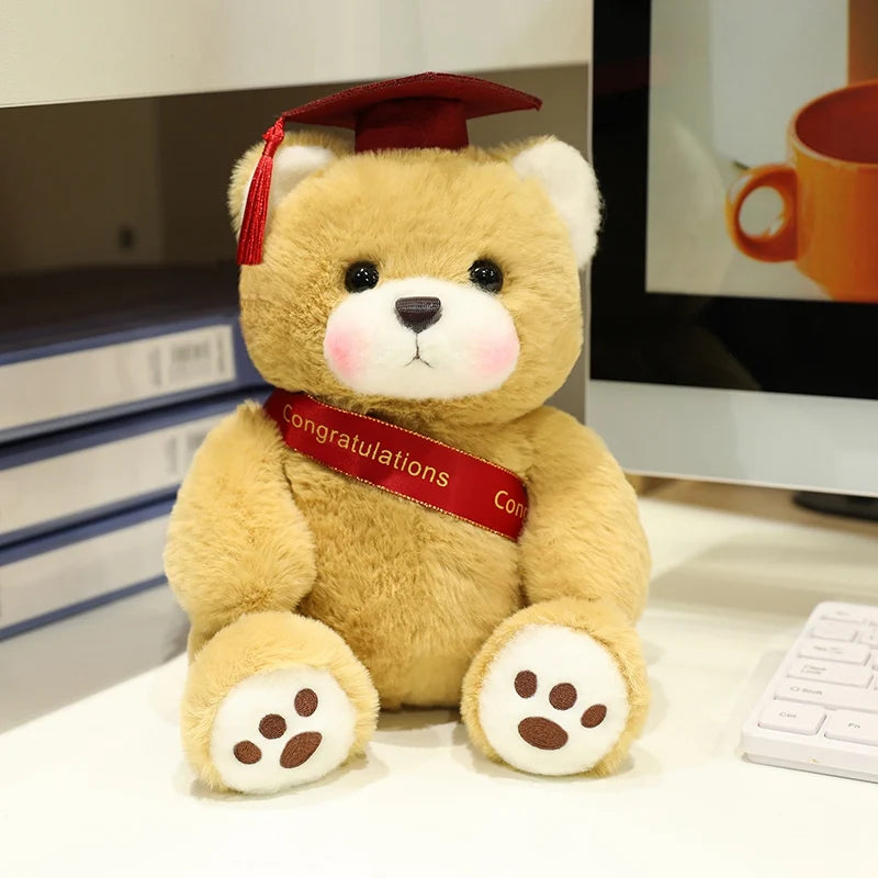 25cm Cute High Quality Doctor Bear Plush Doll Doctor Cap Bow Tie Graduation Bear Animal Stuffed Home Decor For Students Gift