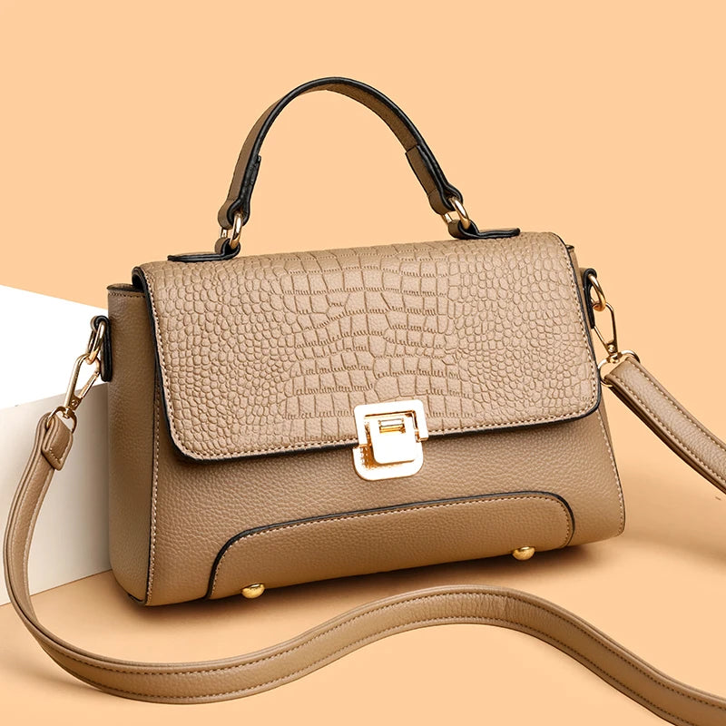 Brand Luxury Large Capacity Multilayer Shoulder Messenger Bag Women High Quality Leather Handbag Design Female Crossbody Tote