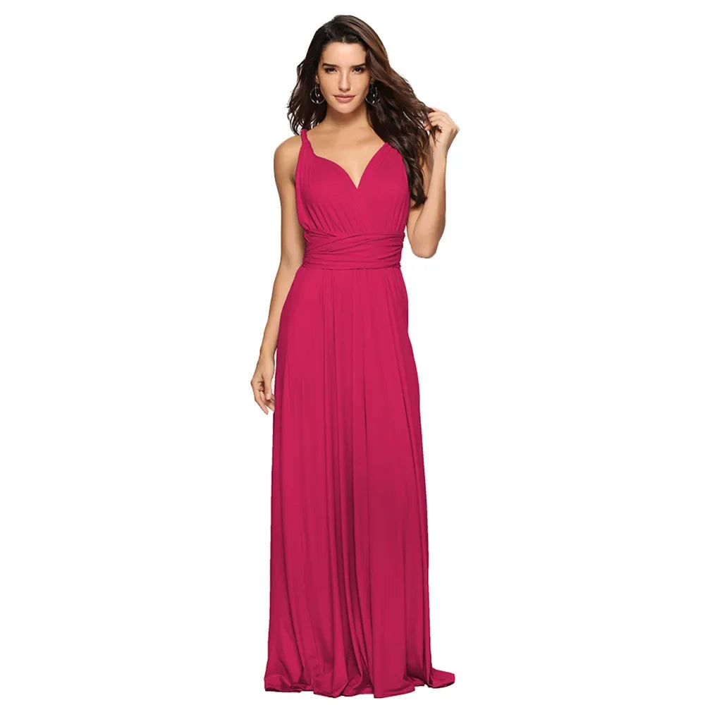 Formal Dress Women Elegant Evening Long Deep V Halter Dress Convertible Multi Way Wrap Maxi Grecian Dresses Wedding Party Dress