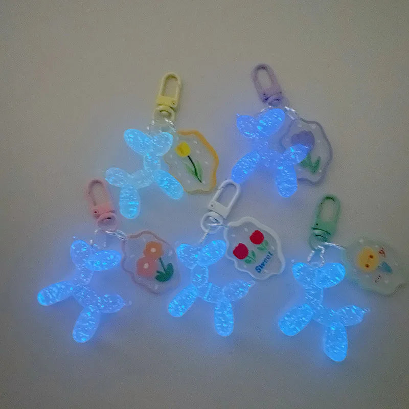 Balloon Dog Luminous Keychain Balloon Dog Glow At Night Pewndant Keyring Accessories Backpack Bags Pendant Kawaii Things Y2K New