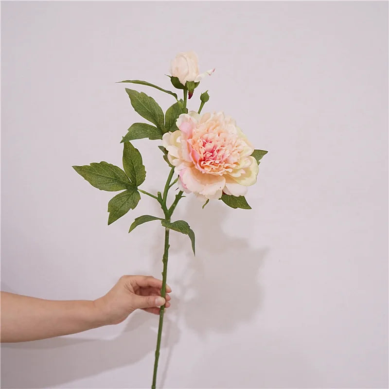 2 Heads Artificial Flowers Moisturizing Peony Real Touch Fake Flowers Luxury Home Decor Party Wedding Flower Arrangement Peonies