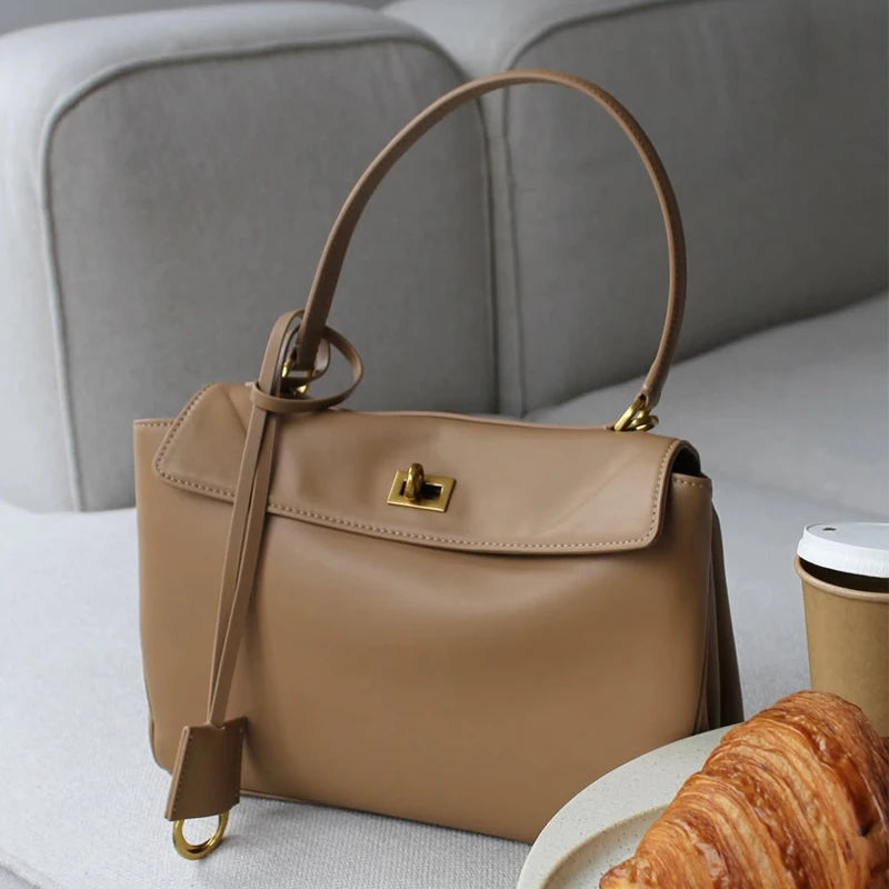 Tote bag Fashion high-end leather large capacity hand-held shoulder bag Underarm bag