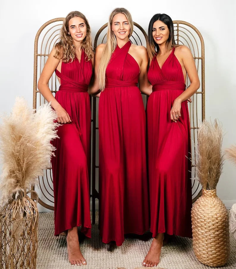 Formal Dress Women Elegant Evening Long Deep V Halter Dress Convertible Multi Way Wrap Maxi Grecian Dresses Wedding Party Dress