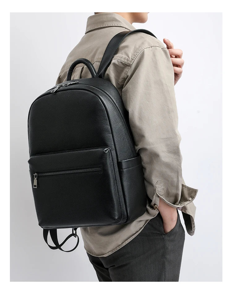 100% Genuine Leather Men Backpacks Natural Skin Leather Students Backpack Yong Boys College Backpack Shoolbag Travel Bags SAC