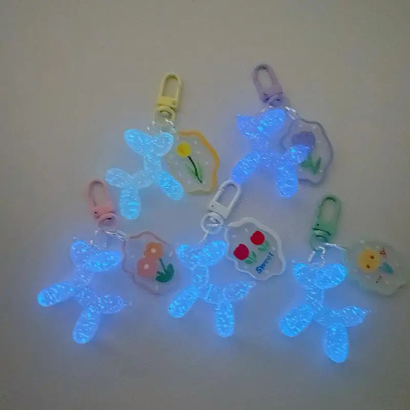 Balloon Dog Luminous Keychain Balloon Dog Glow At Night Pewndant Keyring Accessories Backpack Bags Pendant Kawaii Things Y2K New