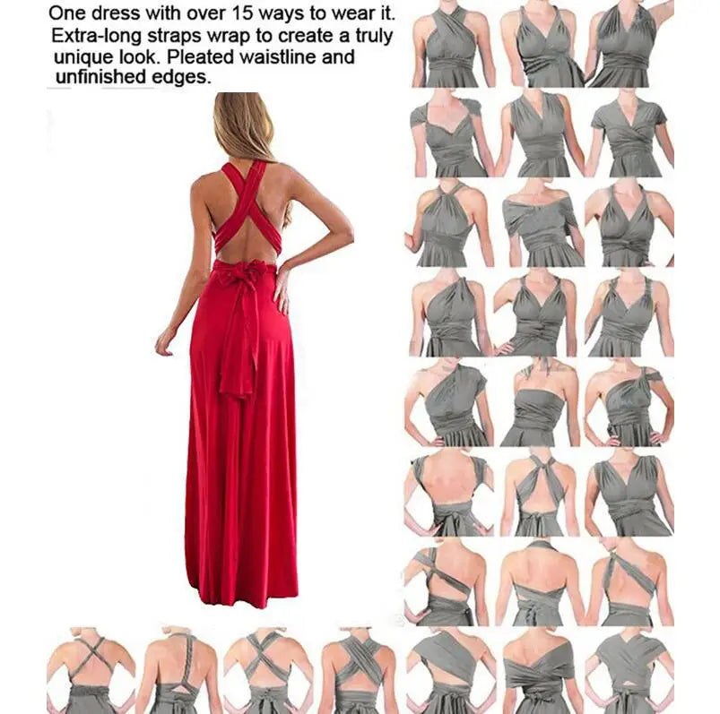 Formal Dress Women Elegant Evening Long Deep V Halter Dress Convertible Multi Way Wrap Maxi Grecian Dresses Wedding Party Dress