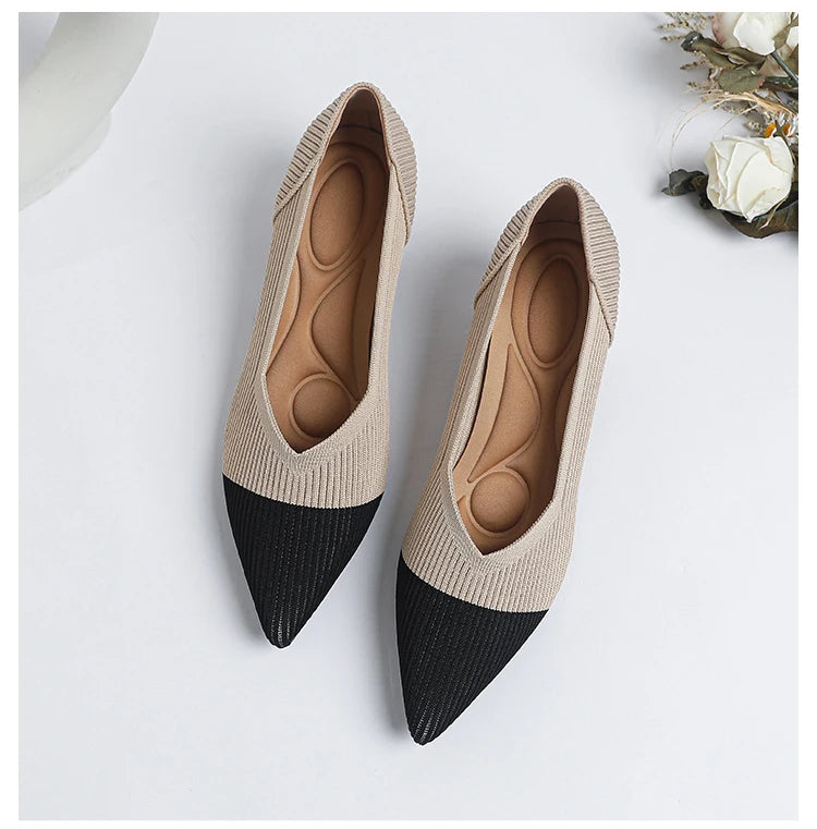 New Women's High Heels Large 42/43 Fashion Pointed Anti slip Rubber Bottom Knitted Breathable Shoes