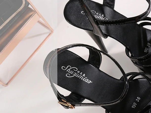 Women's summer multi-color sandals waterproof platform 15cm thick bottom fine heeled high heels