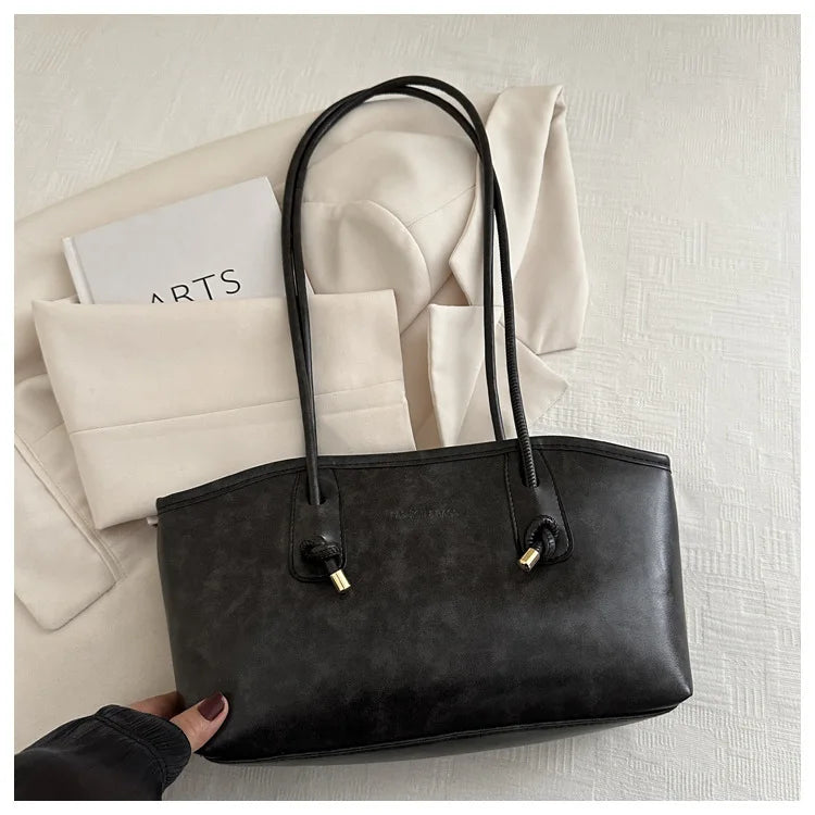 PU Leather Shoulder Bag for Women Y2K Trend 2025 Fashion Girls Handbags Large Capacity Female Crossbody Bag Retro Tote Bag