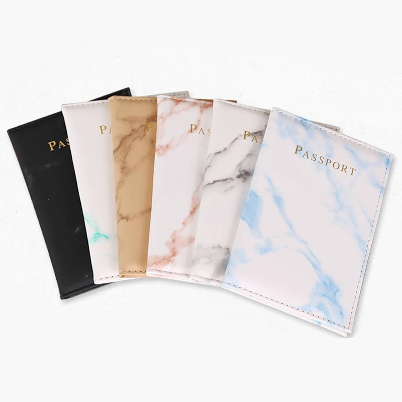 Fashion Women Men Passport Cover Pu Leather Marble Style Travel ID Credit Card Passport Holder Packet Wallet Purse Bags Pouch