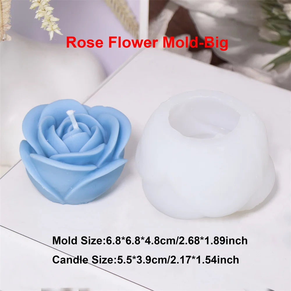 Peony Flower Candle Mold DIY Bud Flower Petal Resin Casting and Soap Making Molds 3D Heart Rose Floral Mold for Home Decor Gift