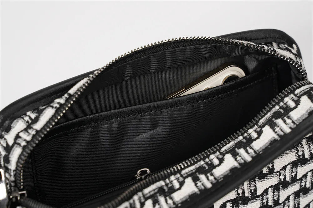 Fashion Men's Crossbody Bag Brand Designer Jacquard Canvas Crossbody Shoulder Bags For Men Small Square Shoulder Messenger Bag