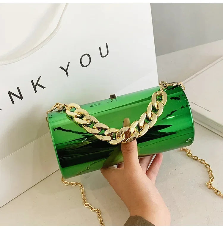 Women's Handbag Bags For Women 2026 Party Clutches Fashion Cylinder Mini Evening Purse Crossbody Shoulder Bag Gold Box Clutch