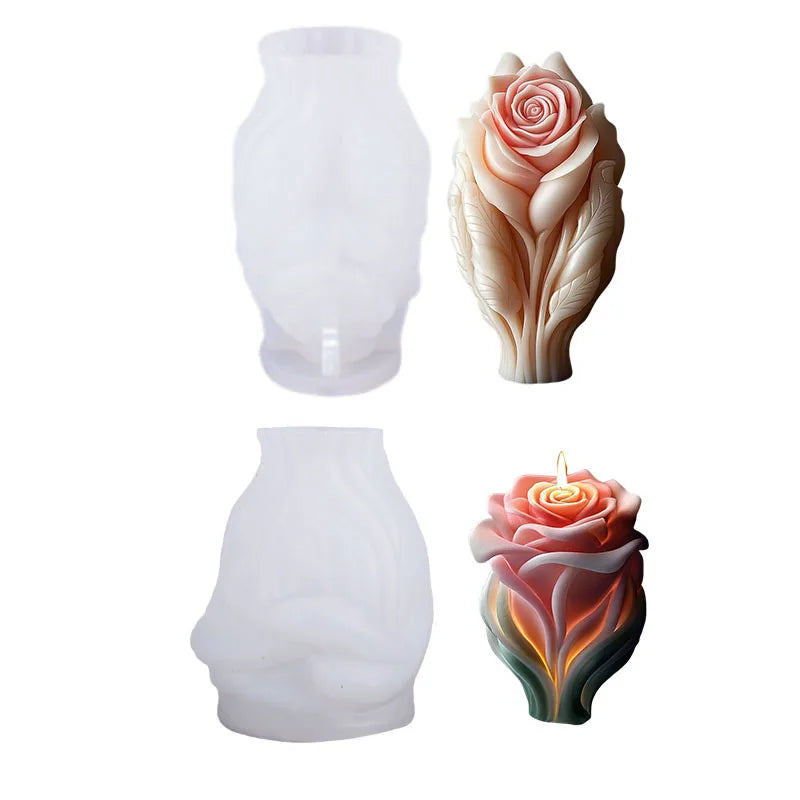Rose Candle Silicone Mold for Wedding Valentine's Day Flower Aromatherapy Soap Ornament Gypsum Epoxy Resin Mold Home Decor