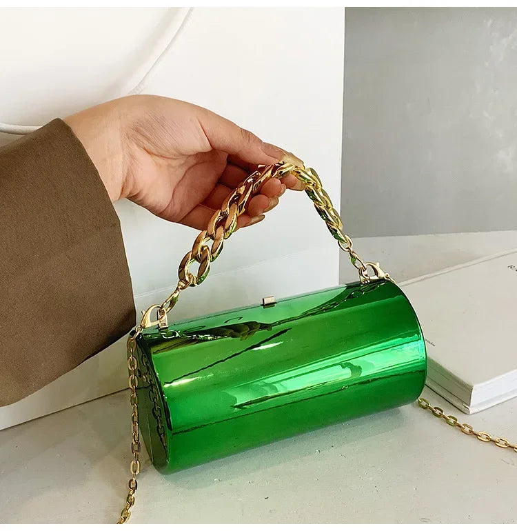 Women's Handbag Bags For Women 2026 Party Clutches Fashion Cylinder Mini Evening Purse Crossbody Shoulder Bag Gold Box Clutch