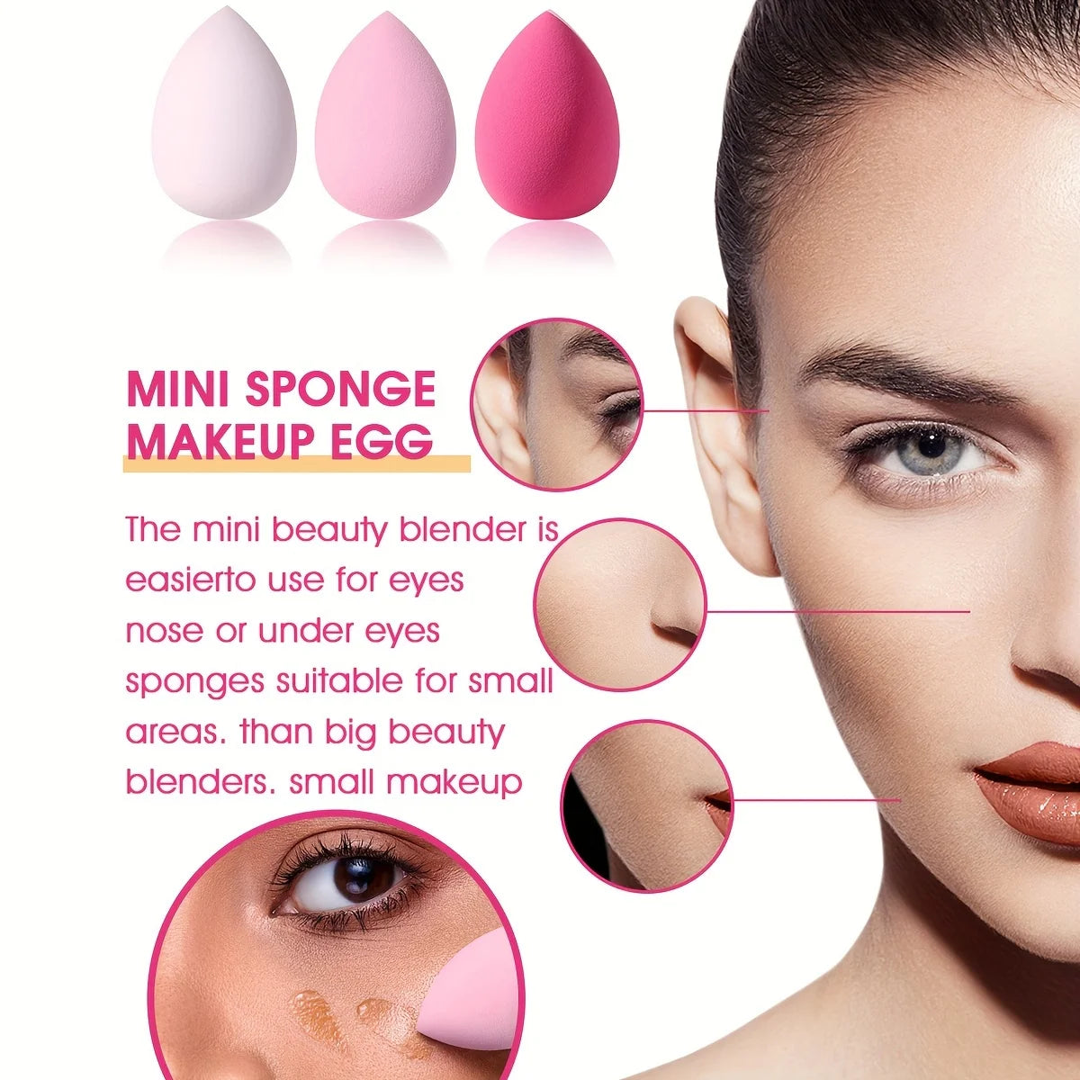 Face Makeup Tool Set With Organizer, Large Beauty Eggs Fan Puffs   Mini Beauty Eggs Thumb Puffs Makeup Sponge Puffs