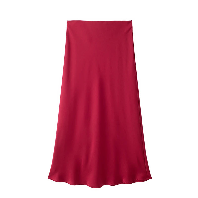 Willshela Black Satin Skirt Woman High Waist Elegant Long Skirts For Women Fashion Summer Midi Skirt Office Women's Skirts