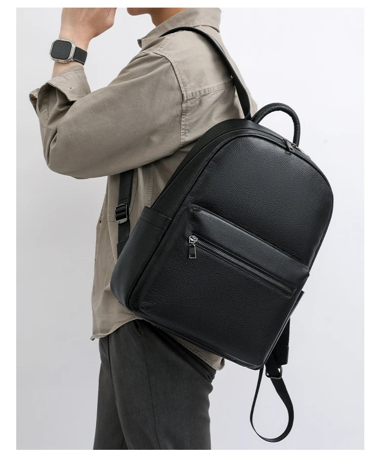 100% Genuine Leather Men Backpacks Natural Skin Leather Students Backpack Yong Boys College Backpack Shoolbag Travel Bags SAC