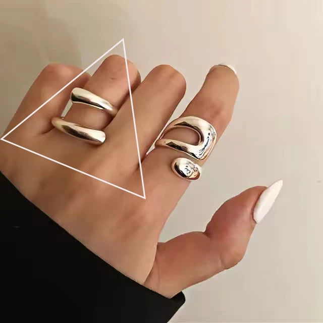 PANJBJ 925 Sterling Silver Pearl Irregular Ring for Women Shell Overlapping Hollow Sweet Design Jewelry Gift Dropshipping