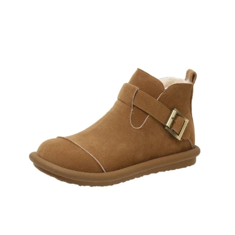 2026 New Autumn/Winter Fashion Flat Short Boots Round Toe Side Zipper Buckle Casual Splice Women's Shoes  35-40