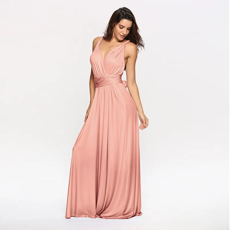 Formal Dress Women Elegant Evening Long Deep V Halter Dress Convertible Multi Way Wrap Maxi Grecian Dresses Wedding Party Dress