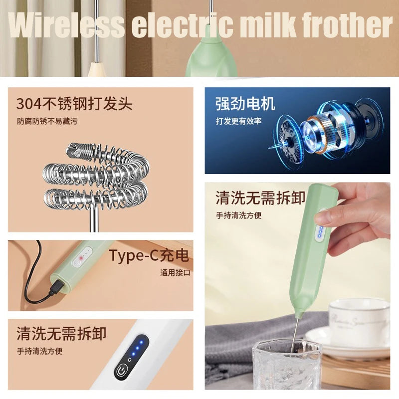 Electric Milk Frother Handheld Egg Beater Foamer Coffee Maker Electric Blender Mixer Mini Portable Blender Kitchen Tool