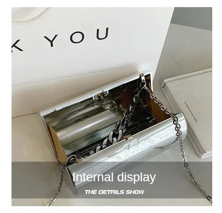 Women's Handbag Bags For Women 2026 Party Clutches Fashion Cylinder Mini Evening Purse Crossbody Shoulder Bag Gold Box Clutch