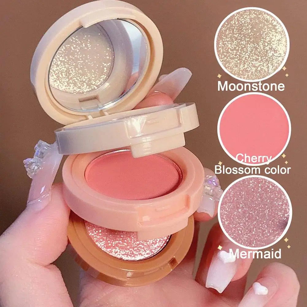 Shell Pearl Blush For Flower Knows Relief Matte Silk Satin Embossed Blush Makeup Long Lasting Brighten Blusher Pallet For Gift