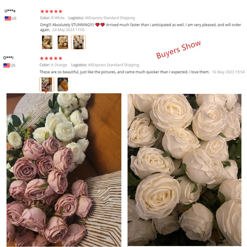 Hot 7/10 Heads Rose Bridal Bouquet Artificial Flower DIY Wedding Floral Arrangement Accessories Christmas Home Decor Photo Props