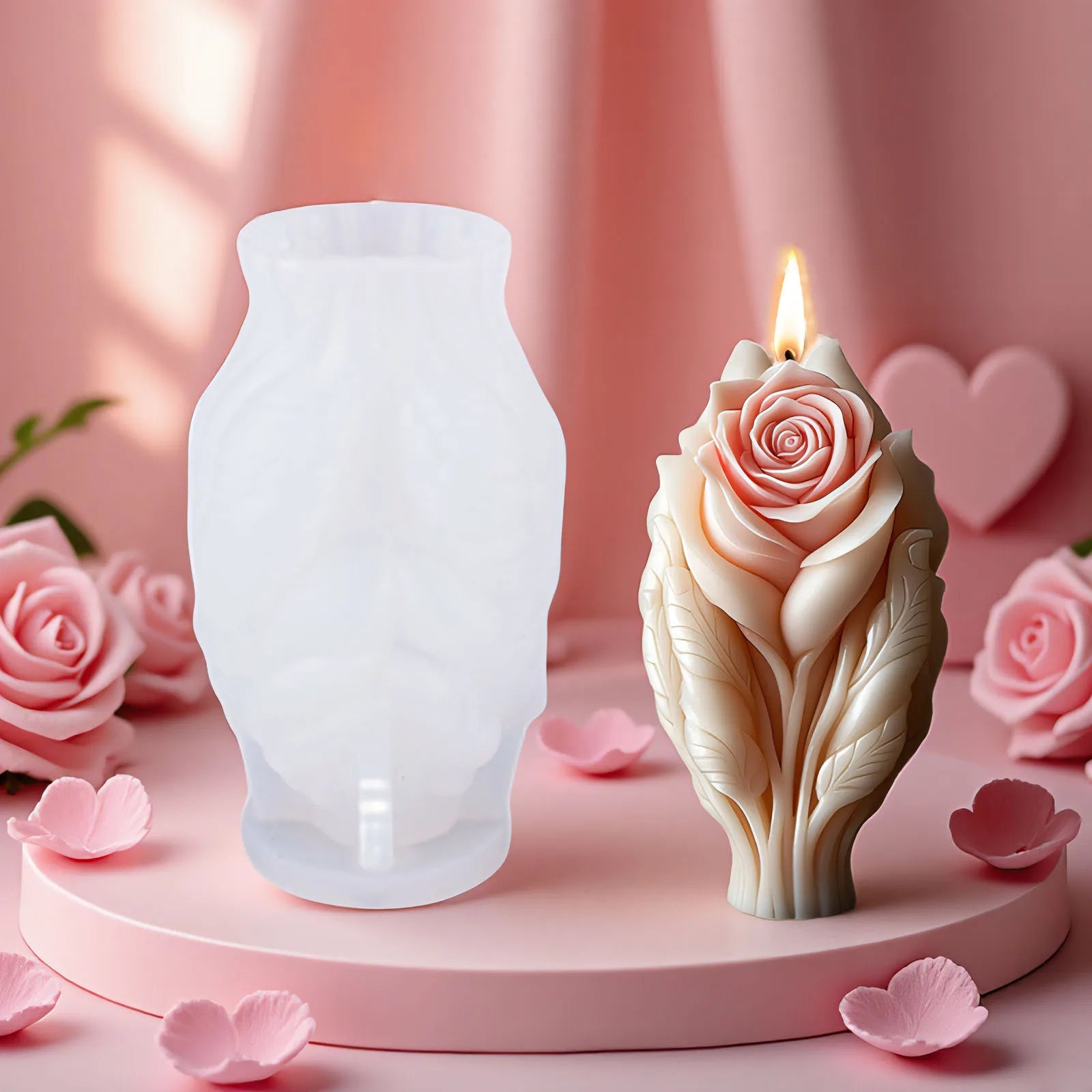 Rose Candle Silicone Mold for Wedding Valentine's Day Flower Aromatherapy Soap Ornament Gypsum Epoxy Resin Mold Home Decor