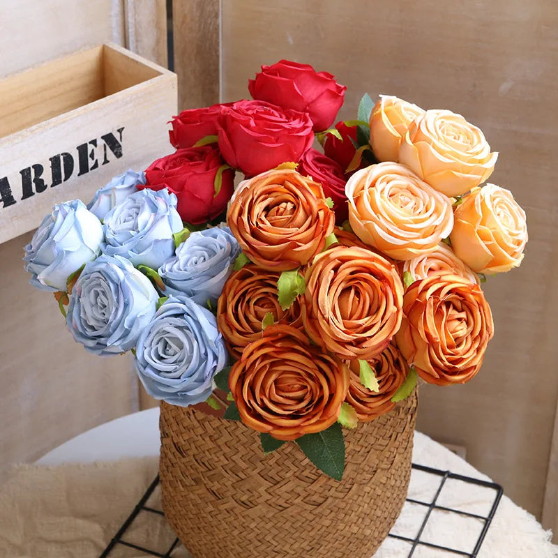 Hot 7/10 Heads Rose Bridal Bouquet Artificial Flower DIY Wedding Floral Arrangement Accessories Christmas Home Decor Photo Props